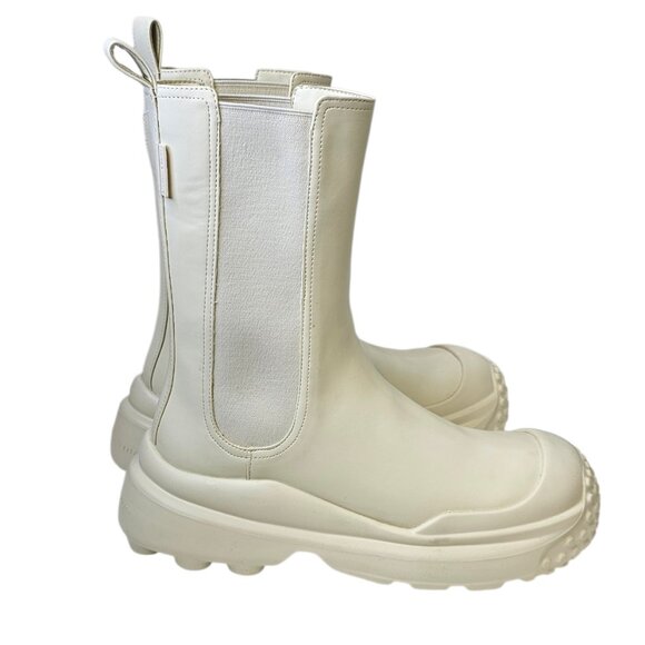 Charles & Keith Lug Sole Platform Rubber / Faux Leather Boots, Cream, Size 38/8 - Picture 6 of 9